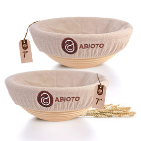 ABIOTO banneton 7-inch round with spiral pattern for rustic loaf finish