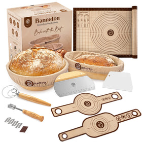 ABIOTO Banneton bread proofing basket set for even dough shaping and rustic crusts