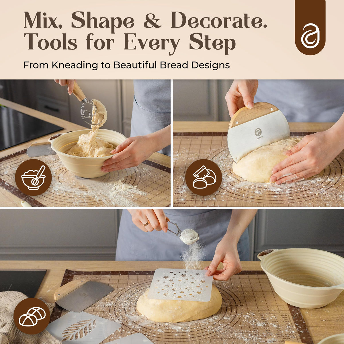 ABIOTO Bread lame with five blades for clean slashes and precise scoring.
