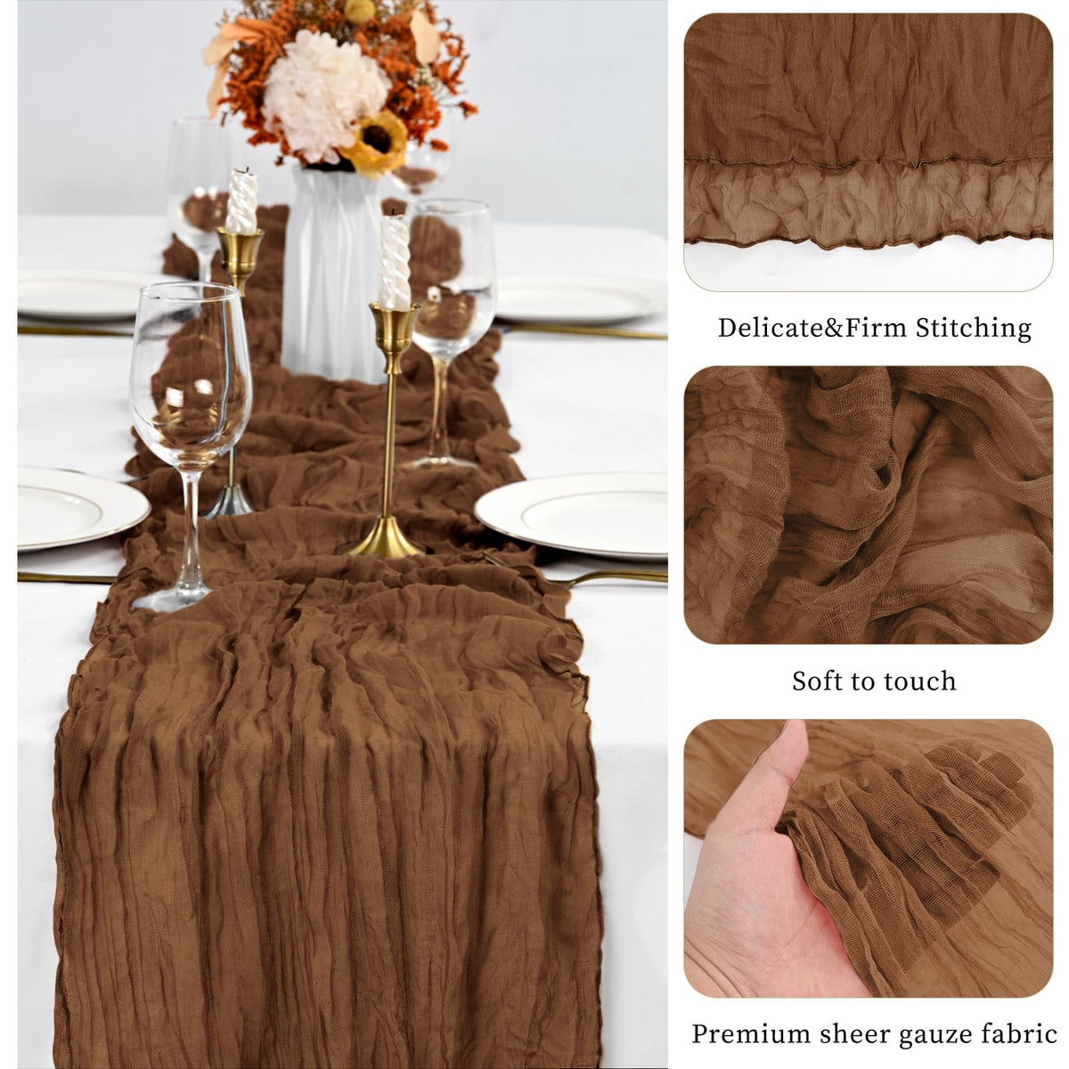 ABKLESACH versatile cheesecloth runner suits bridal showers, baby showers, and celebrations.