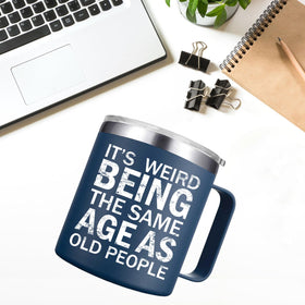 Abledn navy blue mug close-up showing ergonomic handle
