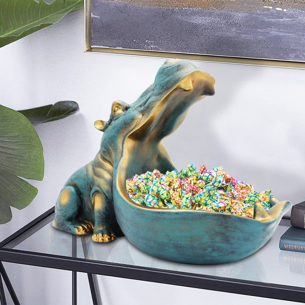 aboxoo hippo statue features smooth surface and sturdy construction