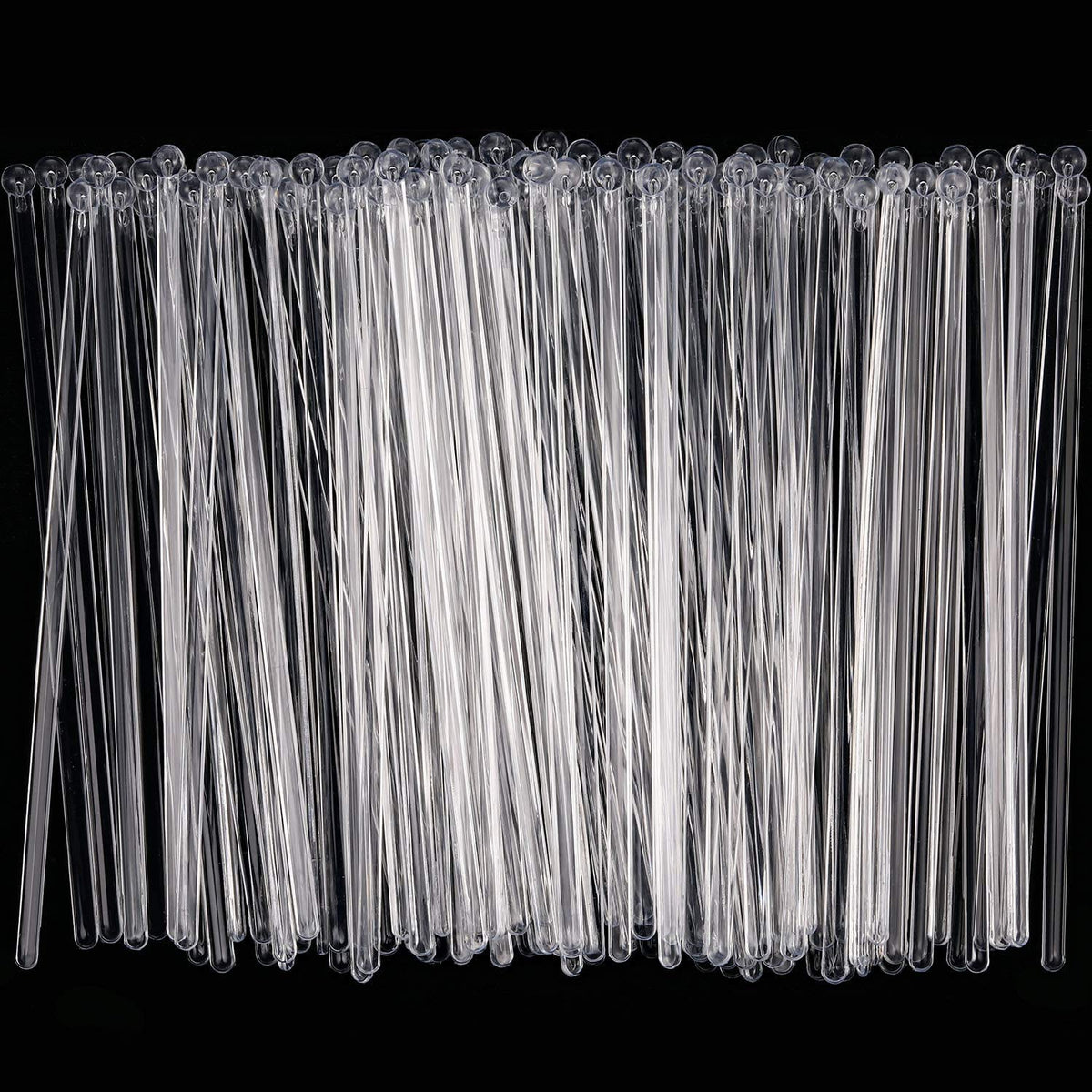 ABSOK 100-pack crystal stirrers, clear and practical for parties and offices.