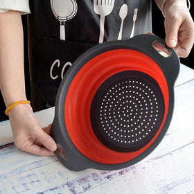 ABSOK colander with non-slip handle for safe lifting of hot foods