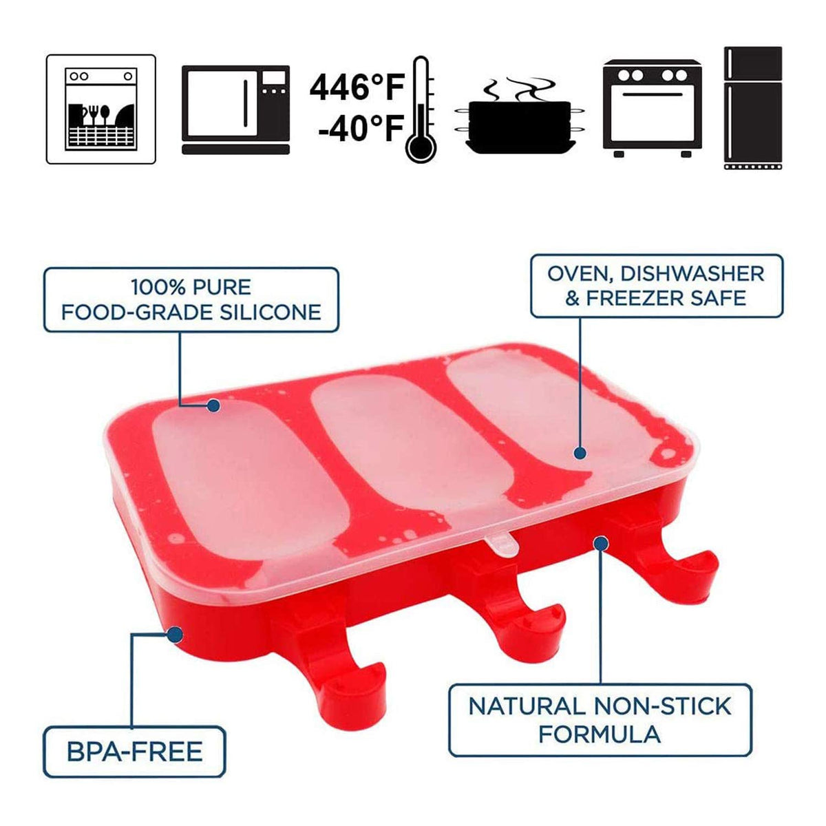 ABSOK stackable molds save freezer space during prep.