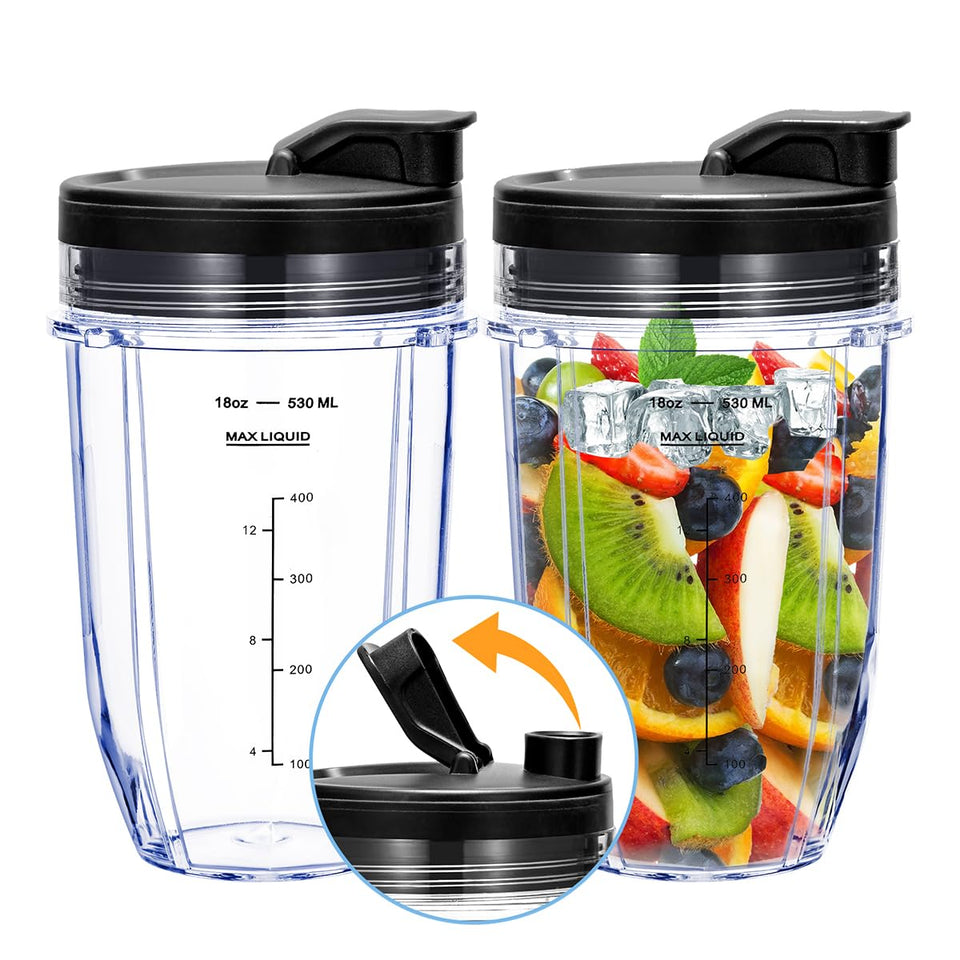 ABTER 18oz cup with sip-seal lid for Ninja blenders, leak-proof and easy to clean.