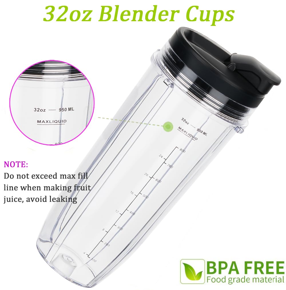 ABTER 32 oz cup compatible with Ninja blender models, dishwasher safe.