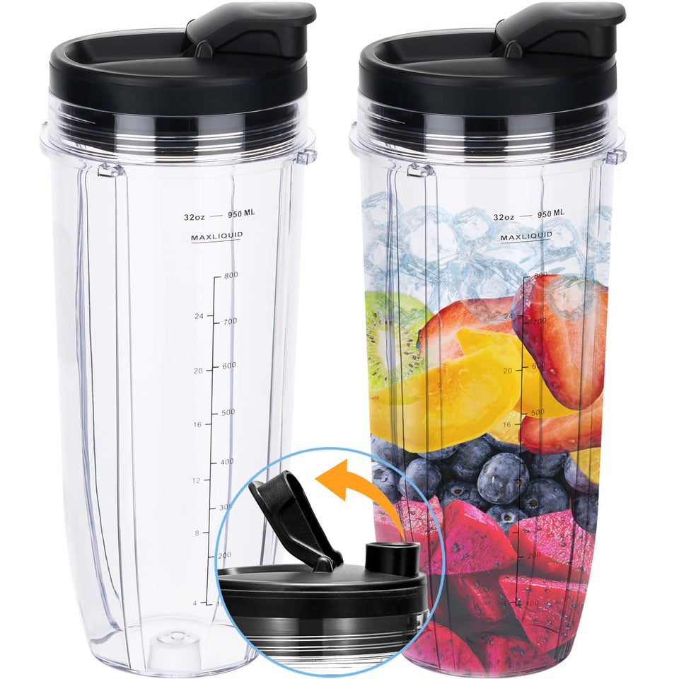 ABTER replacement 32 oz blender cup with sip and seal lid for Ninja, leak-free for travel.