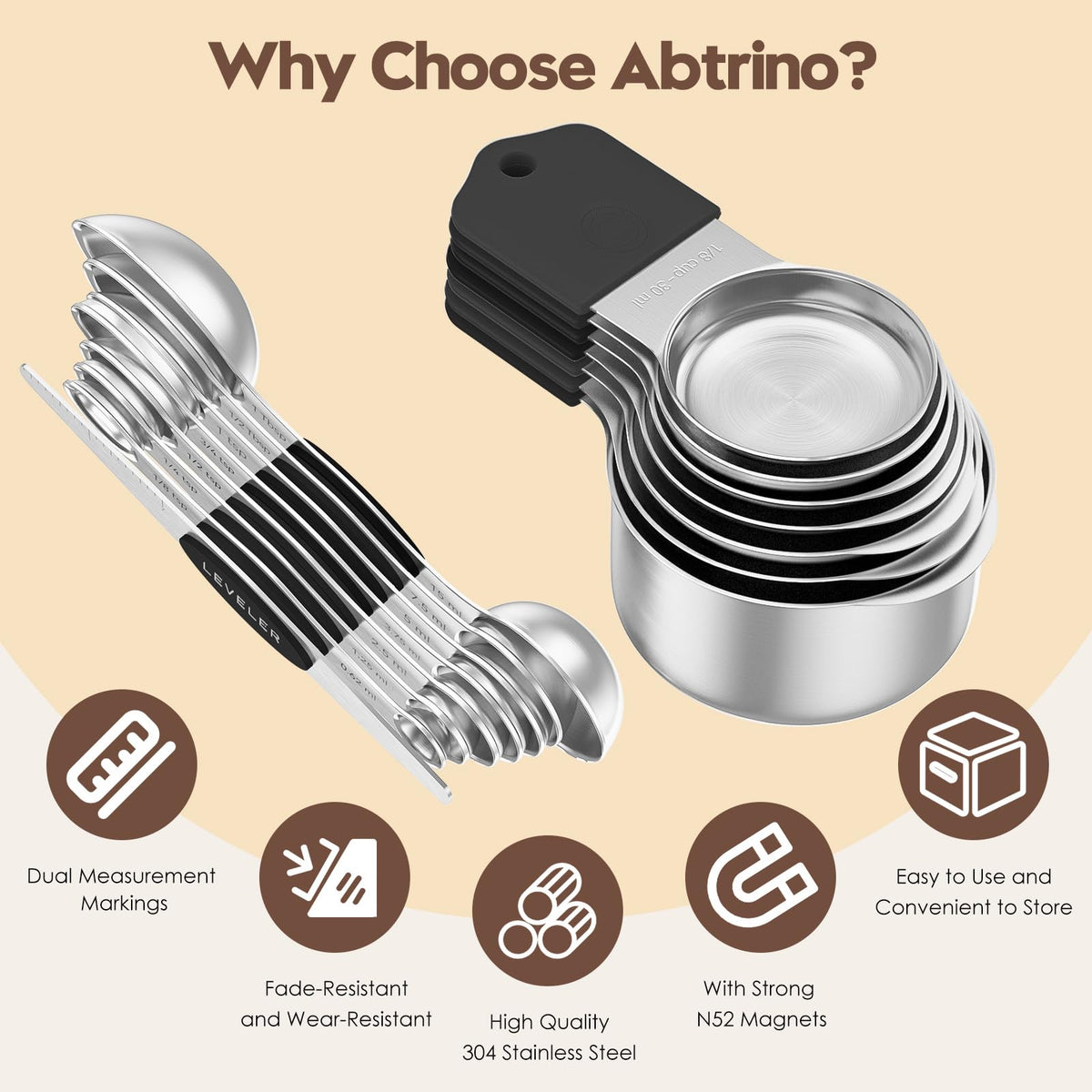 Abtrino magnetic nesting design keeps measuring tools organized and accessible.