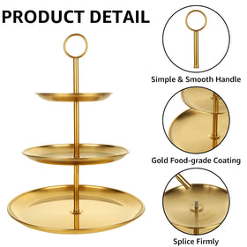ABuff 2-pack gold dessert stand set enables quick party setups.