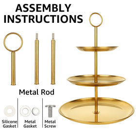 ABuff 3-tier gold cupcake stand bottom tier accommodates larger treats securely.