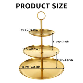 ABuff 3-tier gold cupcake stand middle tier with versatile serving options.