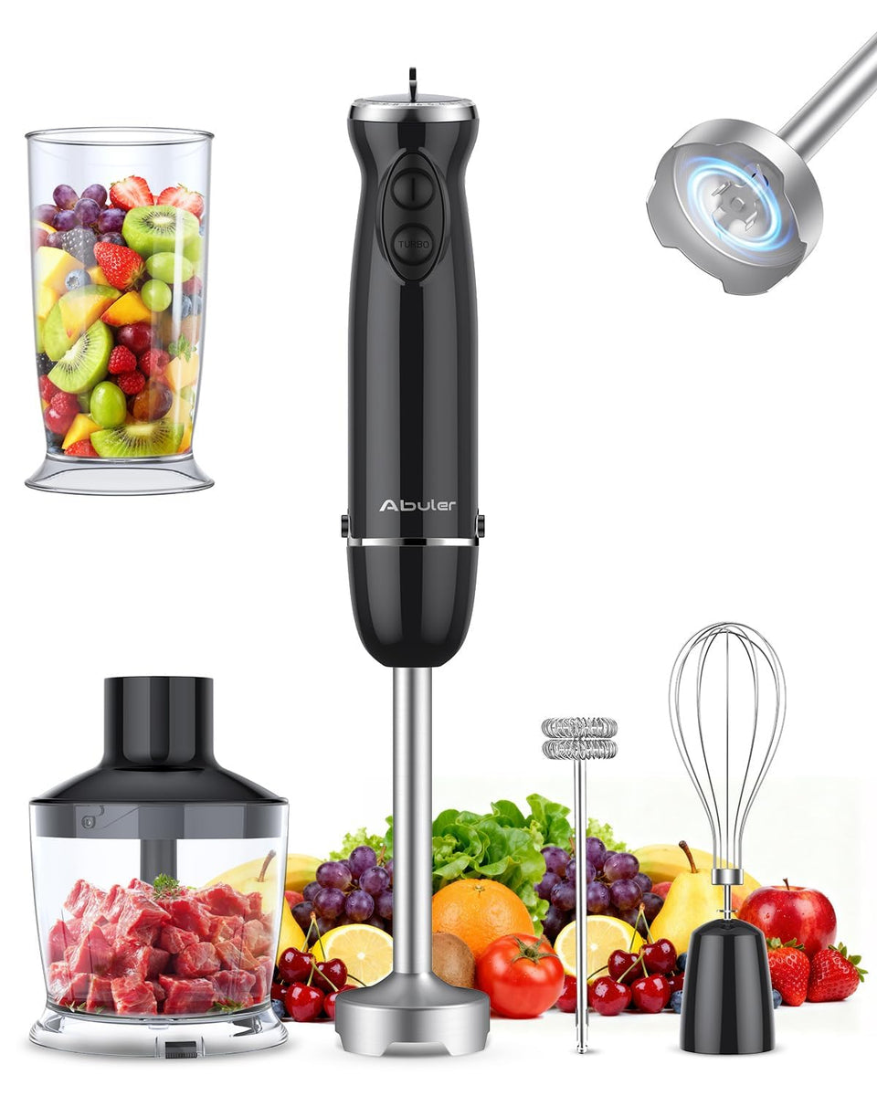Abuler immersion blender 1000W powering through soups for smooth texture