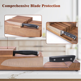 Acacomft knife holder without knives fits standard drawers for quick setup.