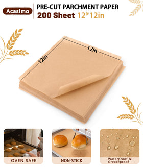 Acasimo parchment paper with non-stick coating for simple oven lining and cleanup