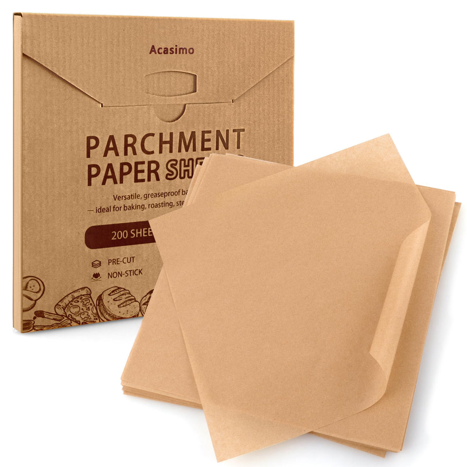 Acasimo parchment sheets in a box for easy 12x12 baking with non-stick lining