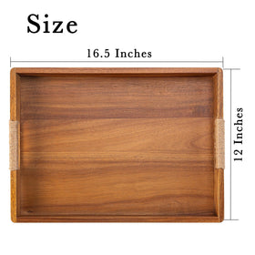 ACBORN Acacia wood tray with rounded corners for smooth serving.