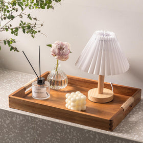 ACBORN Acacia wood tray suitable for ottoman and coffee table display.