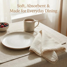 Cotton-linen blend offers softness and quick drying for repeated use.