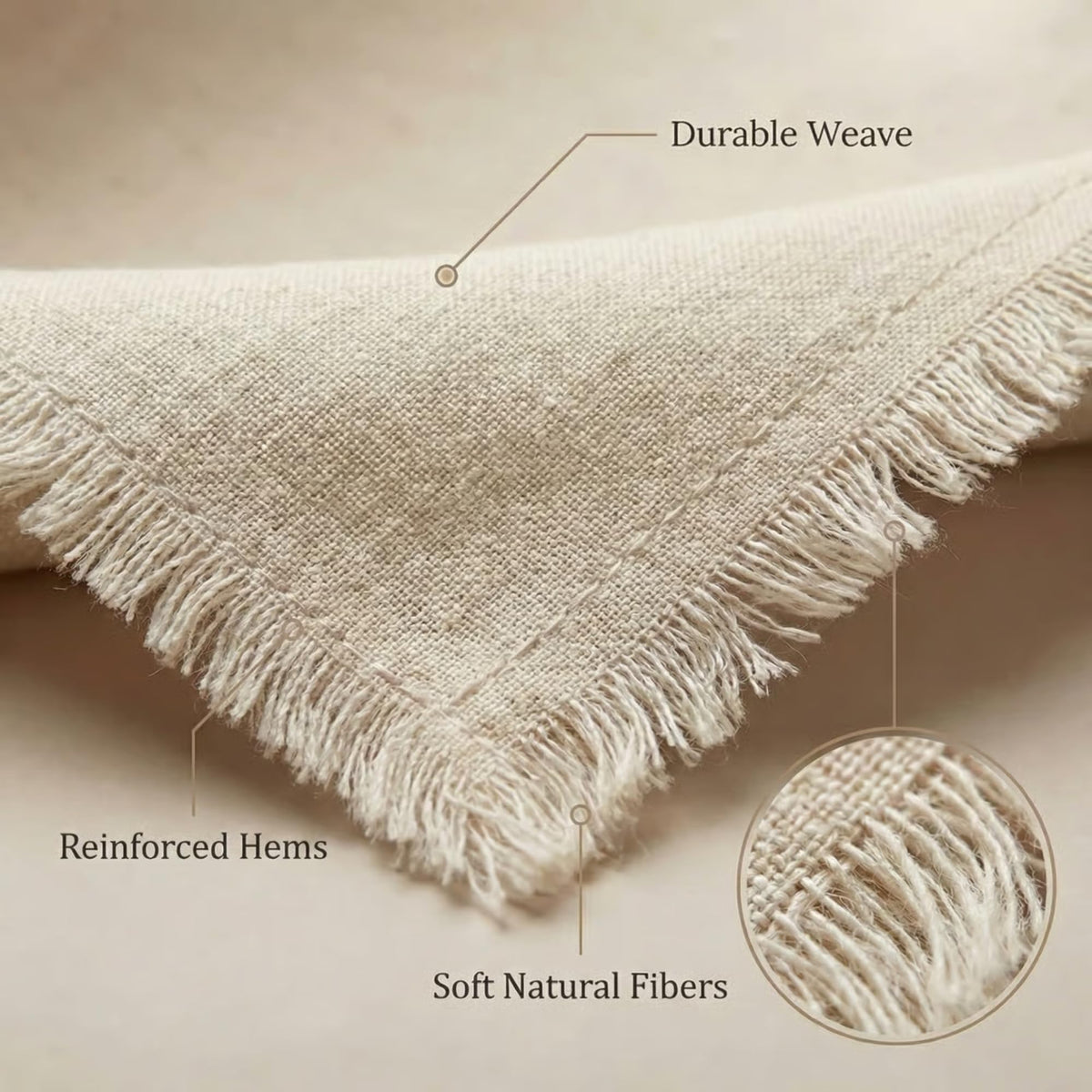 Mitered edges detail on ACCENTHOME napkins for formal dining