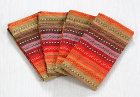 ACCENTHOME Salsa Stripe Napkins close-up on stitching and quality finish