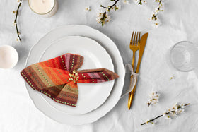 ACCENTHOME Salsa Stripe Napkins in red and rust colors for multicolor dining elegance
