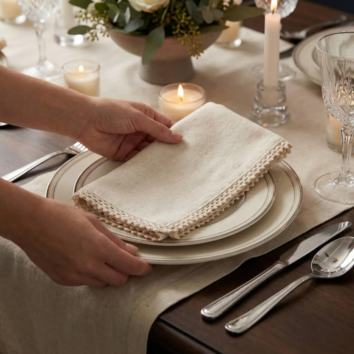Wedding receptions benefit from ACCENTHOME 18x18 napkins for elegant tables.