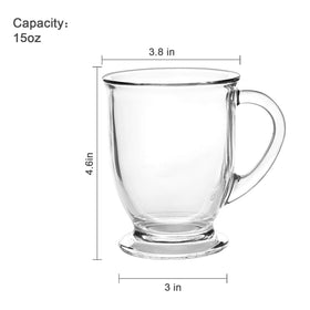 Accguan 15oz glass mug side view shows clear borosilicate glass and comfortable grip.