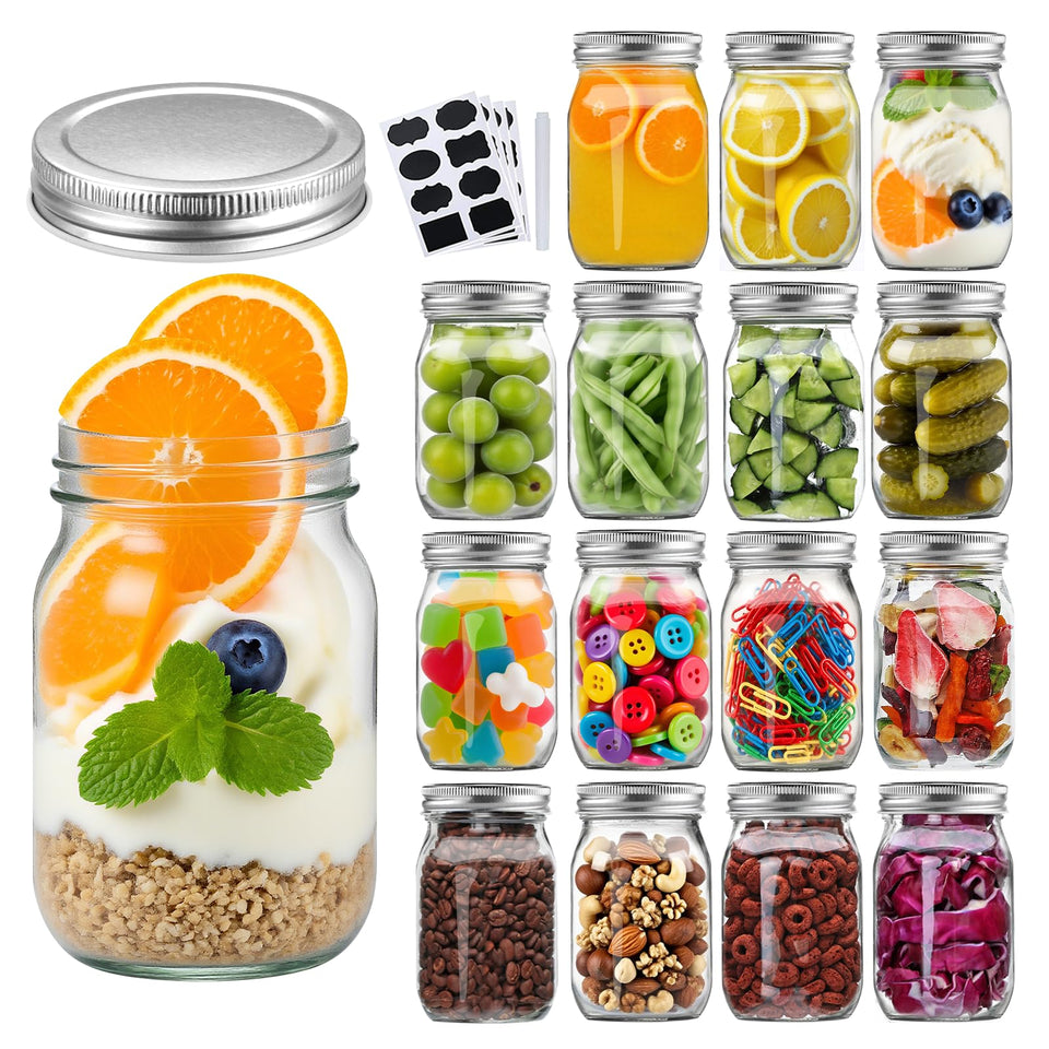 Accguan 16oz mason jar with airtight lid for secure storage