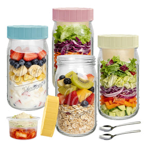 Accguan 32oz salad jar with lids for easy lunch prep and on the go
