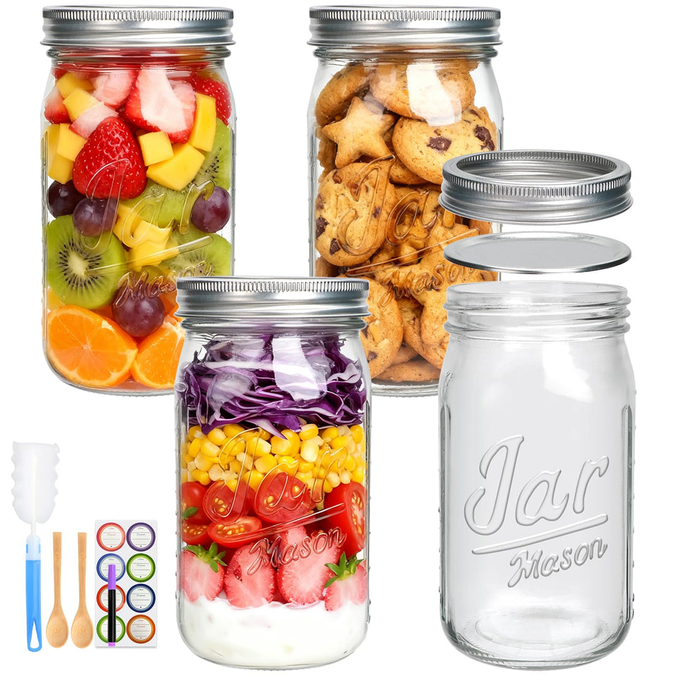 Accguan 32oz wide-mouth jar with lids and bands for efficient canning.
