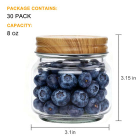 Accguan 8oz jar, wood lid closeup, secure threading for honey storage