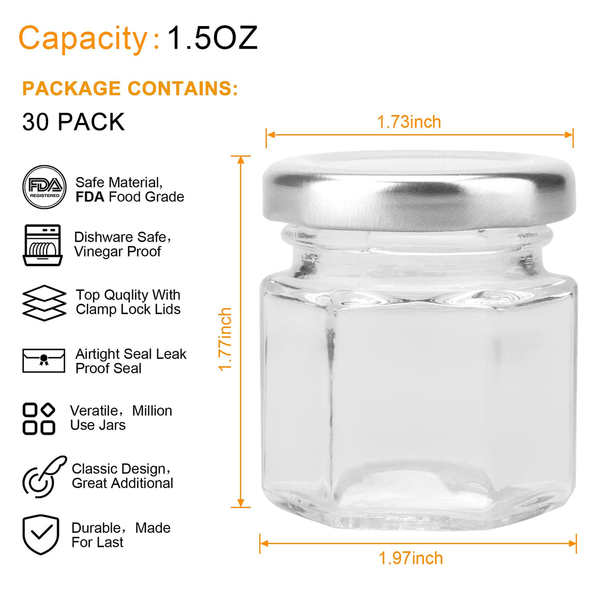 Accguan mini mason jar suitable for gifts and crafts in 1.5 oz