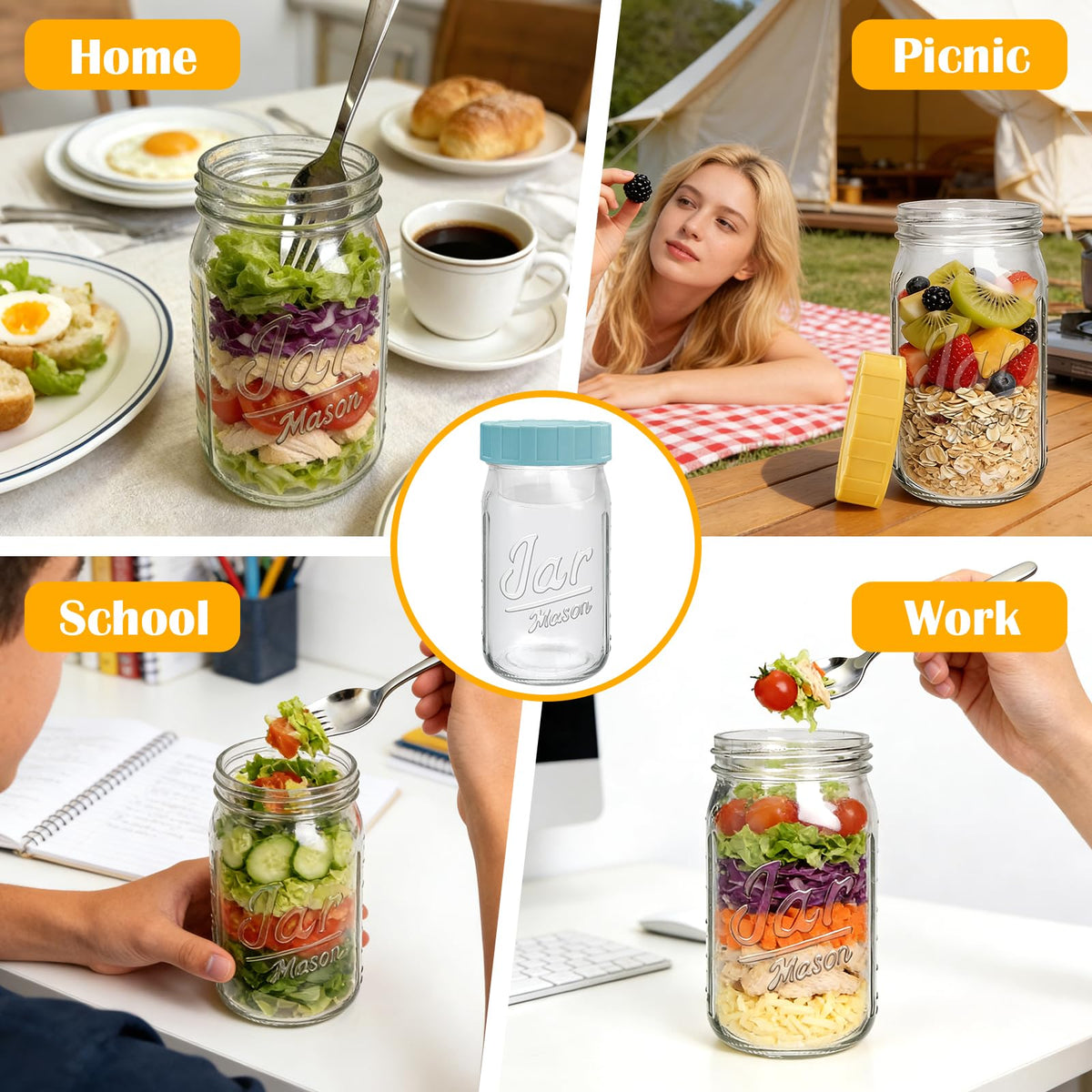 Accguan portable meal prep jar for work gym or picnics