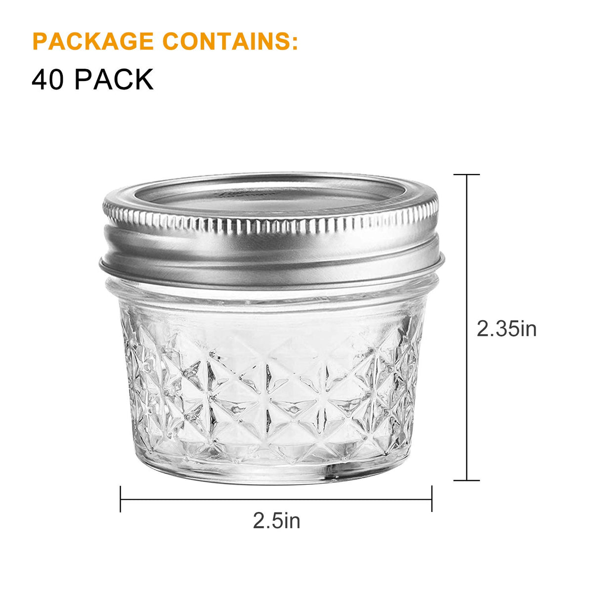 Accguan silver lid closure on jars for airtight seal and freshness.