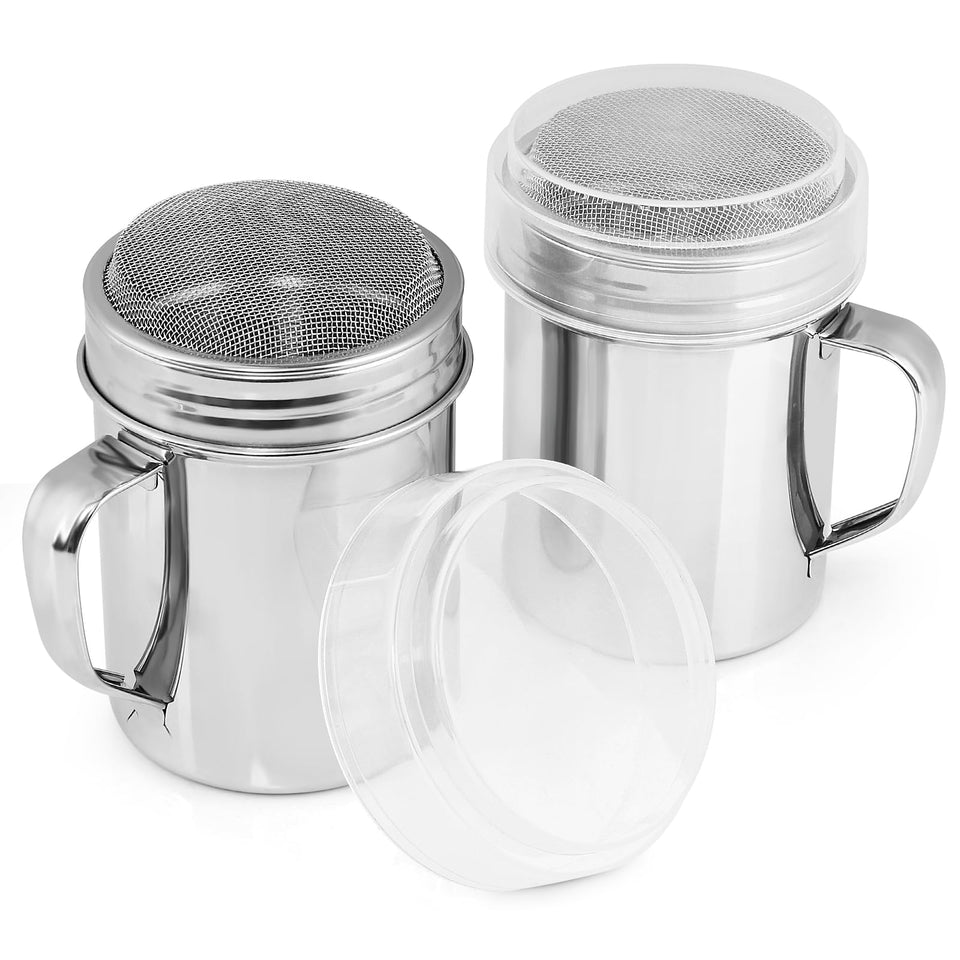 Accmor powdered sugar shaker duster with 10oz capacity for precise pastry dusting