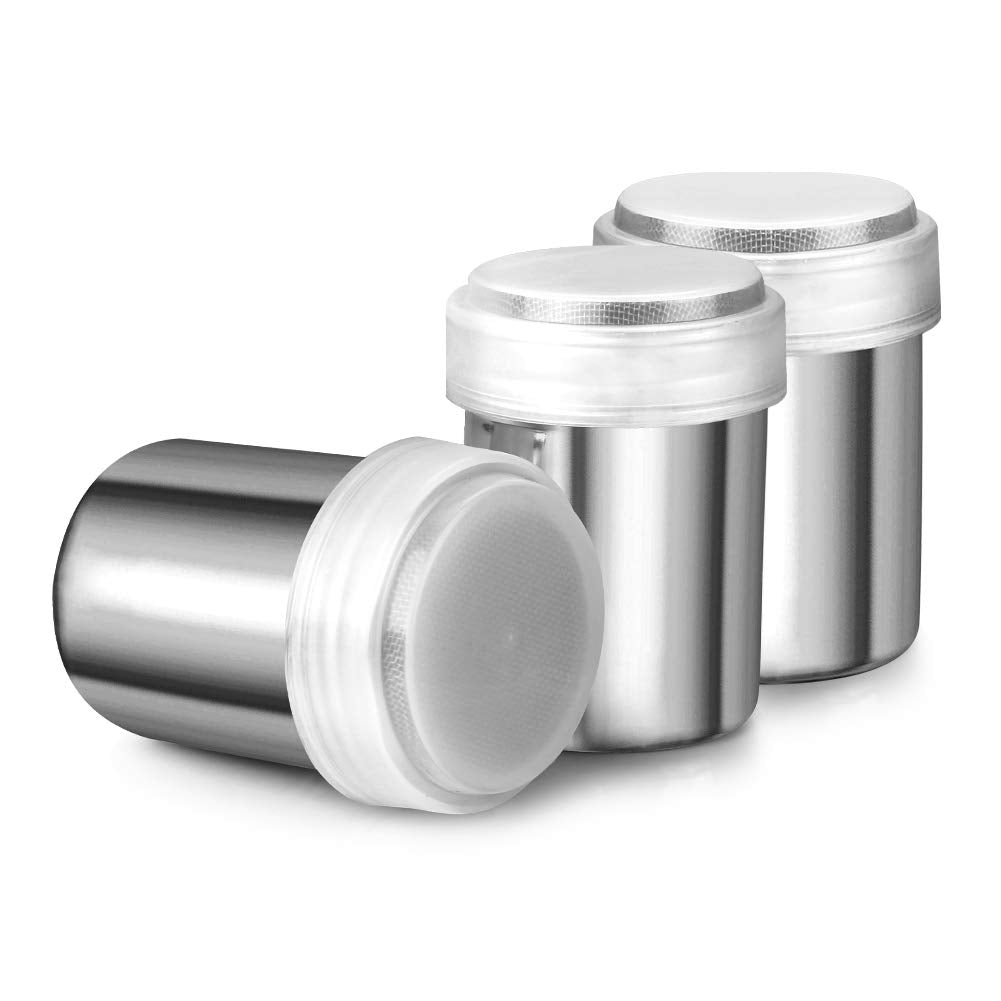 Accmor powdered sugar shaker duster top view for precise dusting.
