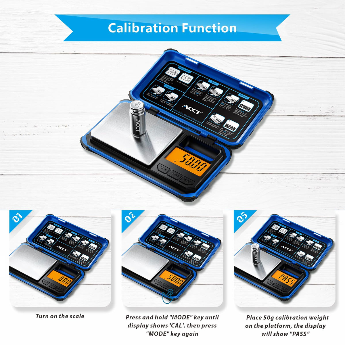 ACCT pocket scale arrives ready to use with battery included.