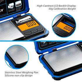 ACCT precision pocket scale unit conversion display shows g, oz, and more for versatile use.