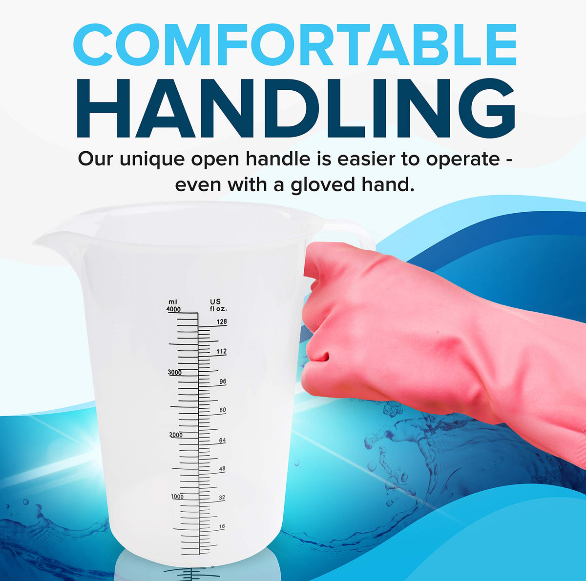 ACCUPOUR debossed markings resist fading for long-term readability.