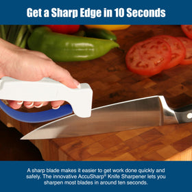 ACCUSHARP diamond-honed tungsten carbide blades deliver durable sharpening for tough knives.
