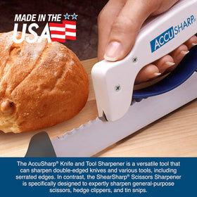 ACCUSHARP ergonomic handle offers comfortable, safe sharpening in either hand.