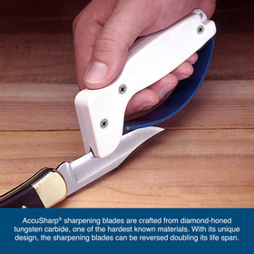 ACCUSHARP reversible blades extend life by flipping for longer use.