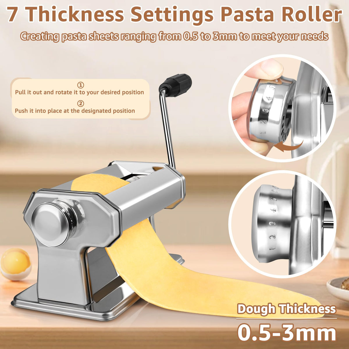 AceChef detachable cutter heads enable versatile cutting widths for spaghetti and fettuccine