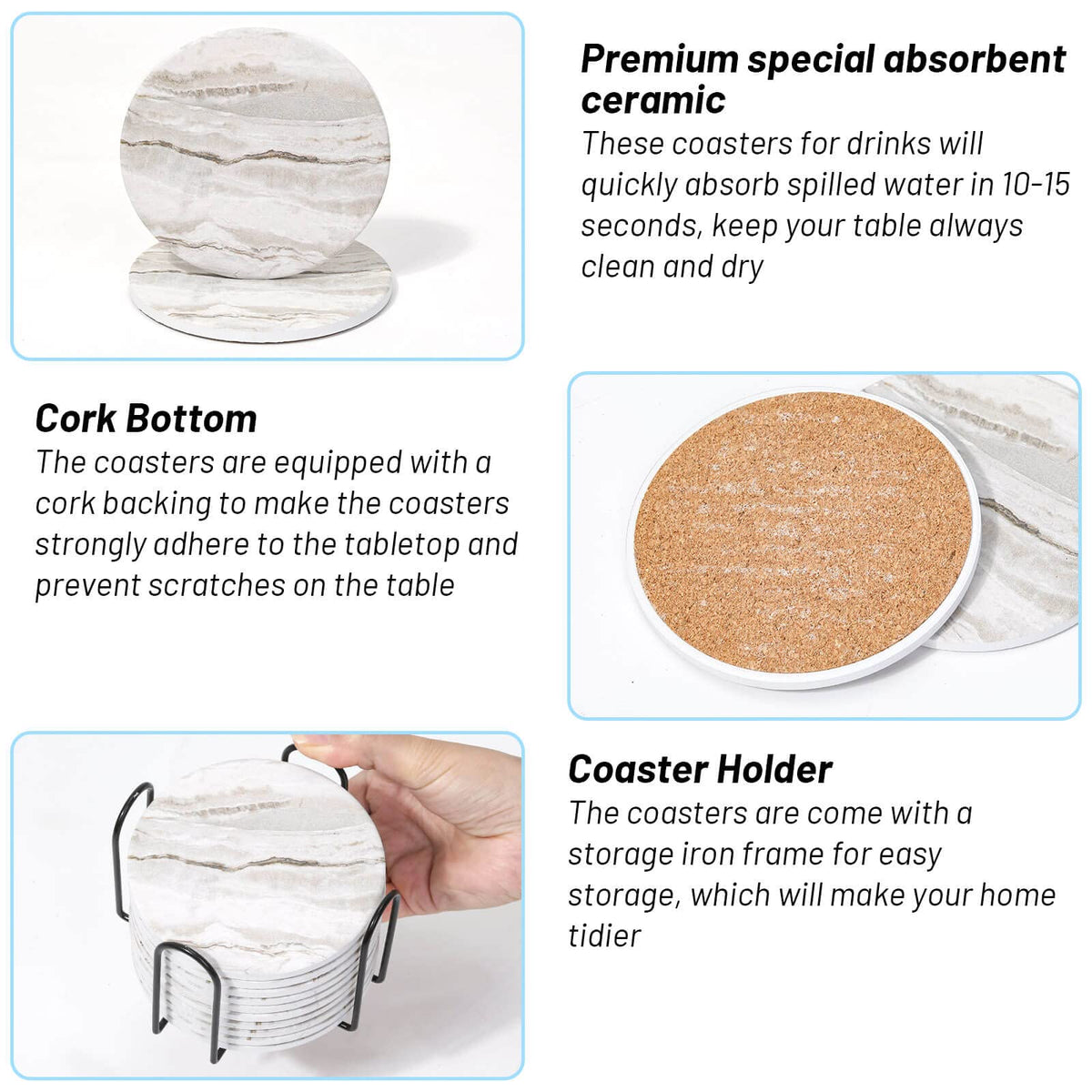 Acejoz coasters are easy to clean with a damp cloth.