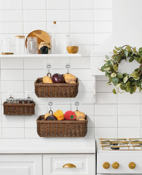 AceList durable plastic wicker-look basket resists moisture and keeps items neat