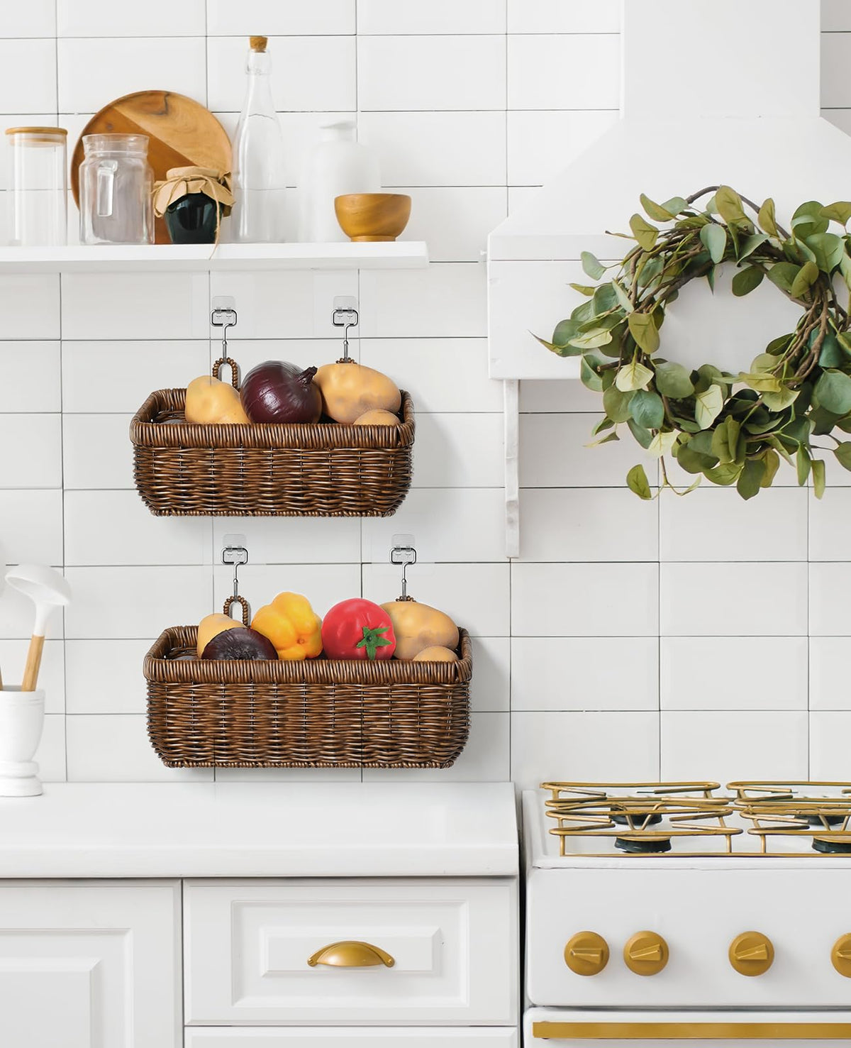 AceList kitchen storage basket brown ideal for fruit and small items.