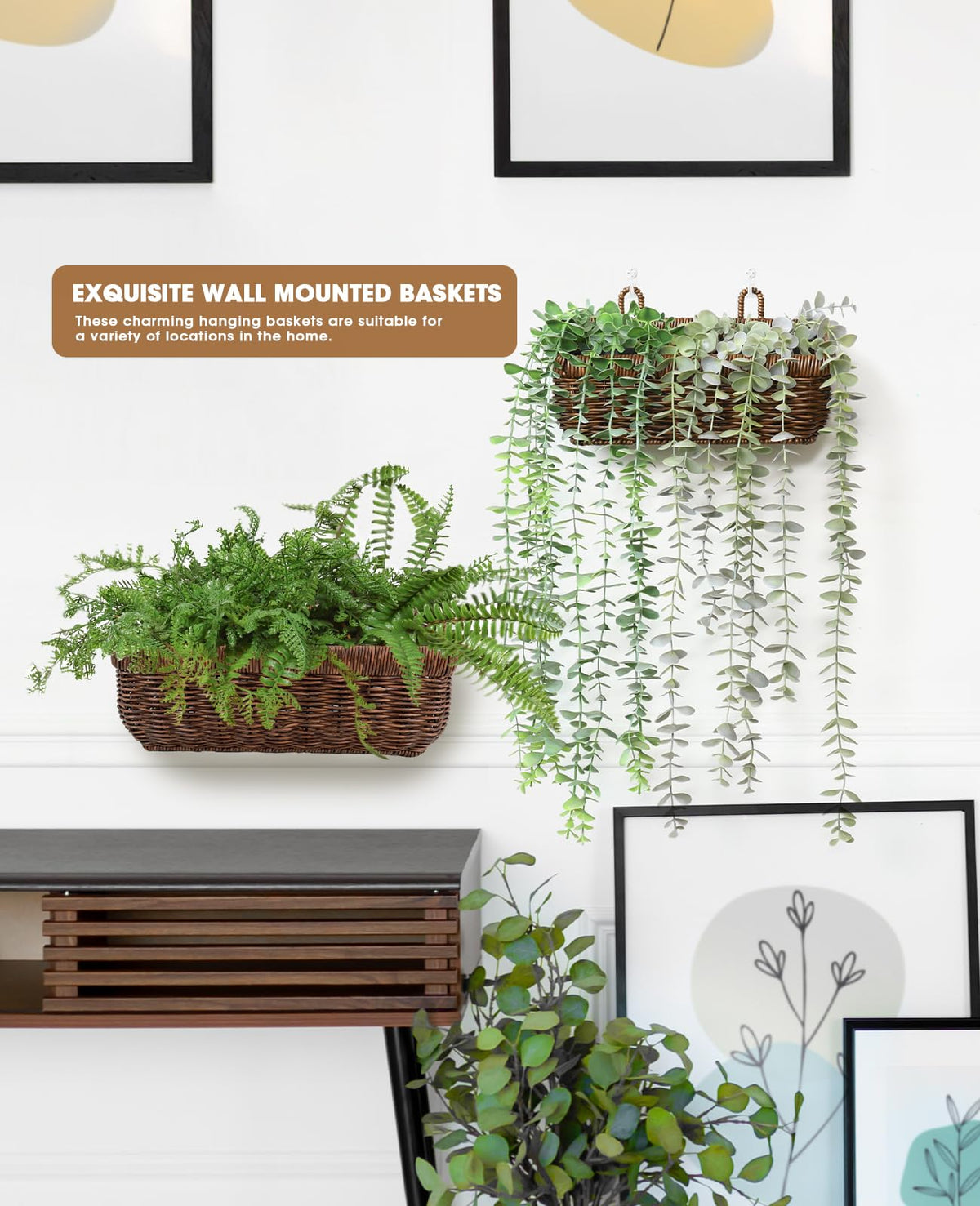 AceList living room boho wall basket brown accents decor while saving space.