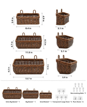 AceList wall hanging basket large brown ideal for pantry organization