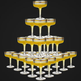 Acellegic 24-piece glitter gold champagne glasses for weddings.